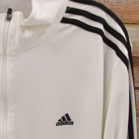 Adidas White 1/4 Zip Mock Neck Pullover Jacket - Picture 10 of 13
